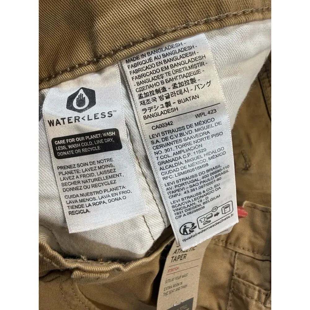 Levi’s 541 Athletic Taper Khaki Pants 34x30 Stretch Water Less New With Tags